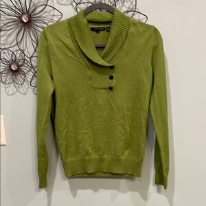 JEANNE PIERRE Green Cowl Neck Sweater Fitted Knit